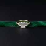 2.27 Ct Emerald Moissanite Classic Trio Ring for Women