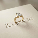 2.27 Ct Emerald Moissanite Classic Trio Ring for Women