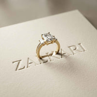 2.27 Ct Emerald Moissanite Classic Trio Ring for Women