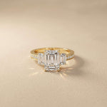 2.27 Ct Emerald Moissanite Classic Trio Ring for Women