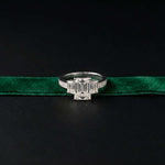 2.27 Ct Emerald Moissanite Classic Trio Ring for Women