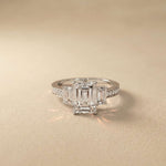 2.27 Ct Emerald Moissanite Classic Trio Ring for Women