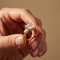 3.93 Ct Princess Moissanit Promise Trilogy Ring for Women