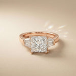 3.93 Ct Princess Moissanit Promise Trilogy Ring for Women