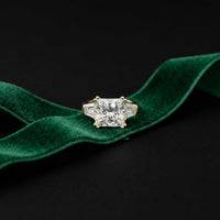 3.93 Ct Princess Moissanit Promise Trilogy Ring for Women