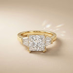 3.93 Ct Princess Moissanit Promise Trilogy Ring for Women