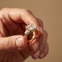3.93 Ct Princess Moissanit Promise Trilogy Ring for Women