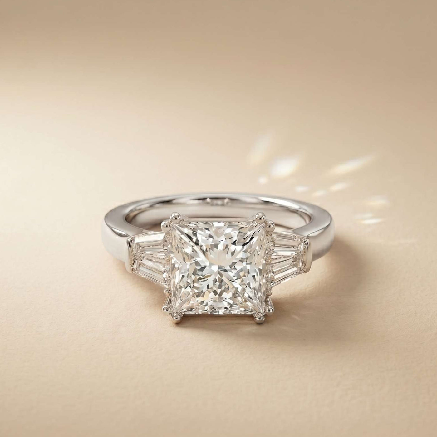 3.93 Ct Princess Moissanit Promise Trilogy Ring for Women