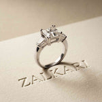 3.93 Ct Princess Moissanit Promise Trilogy Ring for Women