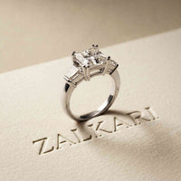3.93 Ct Princess Moissanit Promise Trilogy Ring for Women