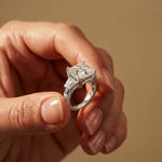 3.93 Ct Princess Moissanit Promise Trilogy Ring for Women