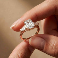 3.15 Ct Princess Moissanite Promise Trilogy Accent Stone Ring