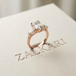 3.15 Ct Princess Moissanite Promise Trilogy Accent Stone Ring