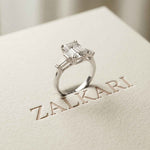 3.15 Ct Princess Moissanite Promise Trilogy Accent Stone Ring