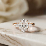 2.93 Ct Oval Moissanite Triple Stone Ring for Women