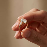 2.93 Ct Oval Moissanite Triple Stone Ring for Women