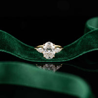 2.93 Ct Oval Moissanite Triple Stone Ring for Women