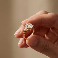 2.93 Ct Oval Moissanite Triple Stone Ring for Women