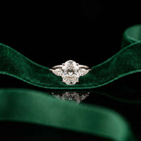 2.93 Ct Oval Moissanite Triple Stone Ring for Women