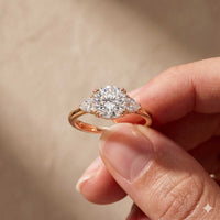 2.40 Ct Round Moissanite Classic Trio Ring for Women Rose Gold