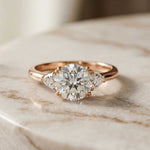 2.40 Ct Round Moissanite Classic Trio Ring for Women Rose Gold