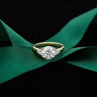 2.40 Ct Round Moissanite Classic Trio Ring for Women Gold