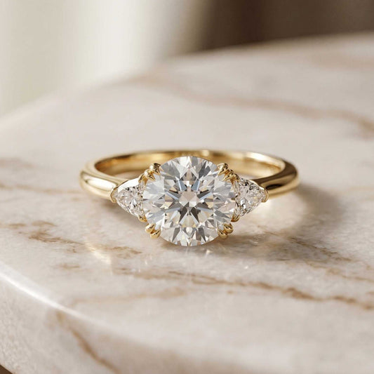 2.40 Ct Round Moissanite Classic Trio Ring for Women