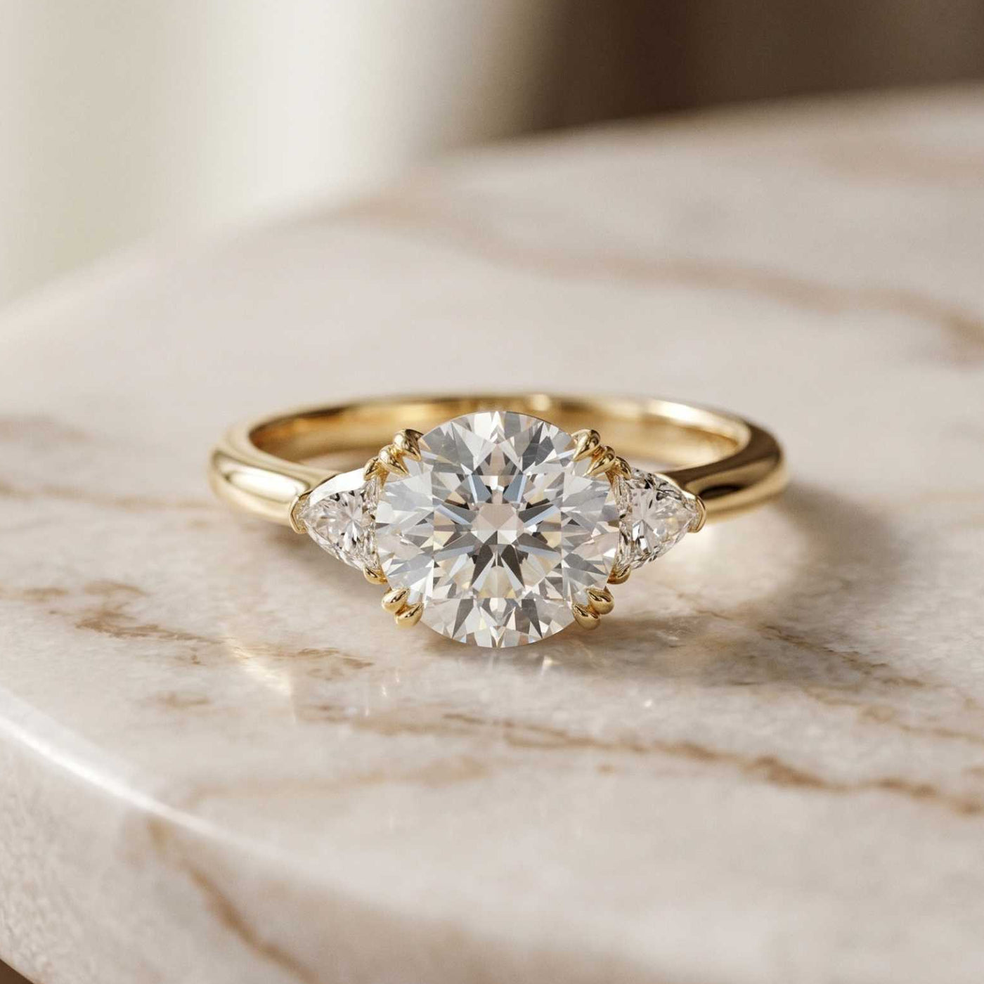 2.40 Ct Round Moissanite Classic Trio Ring for Women Gold