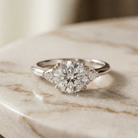 2.40 Ct Round Moissanite Classic Trio Ring for Women White