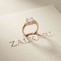 2.40 Ct Asscher Moissanite Classic Trio Ring for Women Rose Gold