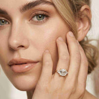 2.40 Ct Asscher Moissanite Classic Trio Ring for Women Gold