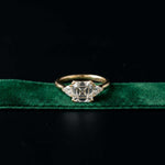 2.40 Ct Asscher Moissanite Classic Trio Ring for Women Gold