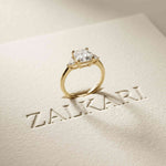 2.40 Ct Asscher Moissanite Classic Trio Ring for Women Gold