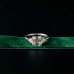 2.40 Ct Asscher Moissanite Classic Trio Ring for Women White