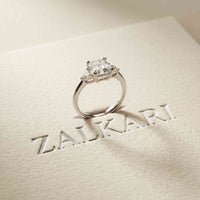 2.40 Ct Asscher Moissanite Classic Trio Ring for Women White