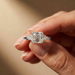 2.40 Ct Asscher Moissanite Classic Trio Ring for Women White
