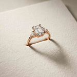 2.40 Ct Emerald & Trillion Moissanite Classic Trio Ring Rose Gold