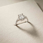 2.40 Ct Emerald & Trillion Moissanite Classic Trio Ring White