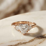 2.40 Ct Heart & Trillion Moissanite Promise Trilogy Ring for Women Rose Gold