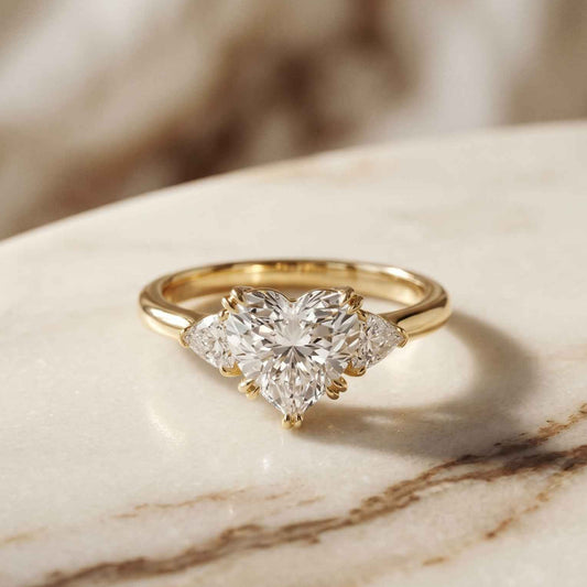 2.40 Ct Heart & Trillion Moissanite Promise Trilogy Ring for Women