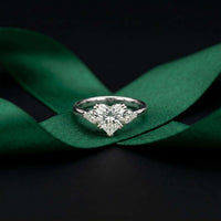2.40 Ct Heart & Trillion Moissanite Promise Trilogy Ring for Women White