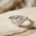 2.40 Ct Heart & Trillion Moissanite Promise Trilogy Ring for Women White