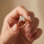 2.40 Ct Marquise & Trillion Moissanite Promise Trilogy Ring for Women Rose Gold