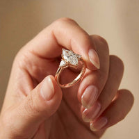 2.40 Ct Marquise & Trillion Moissanite Promise Trilogy Ring for Women Rose Gold