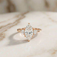 2.40 Ct Marquise & Trillion Moissanite Promise Trilogy Ring for Women Rose Gold