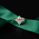 2.40 Ct Marquise & Trillion Moissanite Promise Trilogy Ring for Women Gold