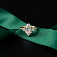 2.40 Ct Marquise & Trillion Moissanite Promise Trilogy Ring for Women Gold