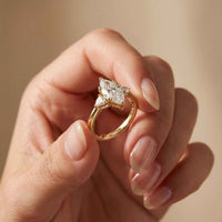 2.40 Ct Marquise & Trillion Moissanite Promise Trilogy Ring for Women Gold
