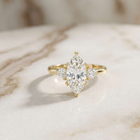 2.40 Ct Marquise & Trillion Moissanite Promise Trilogy Ring for Women Gold