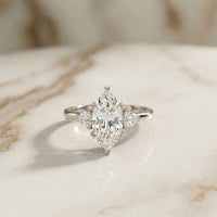 2.40 Ct Marquise & Trillion Moissanite Promise Trilogy Ring for Women White